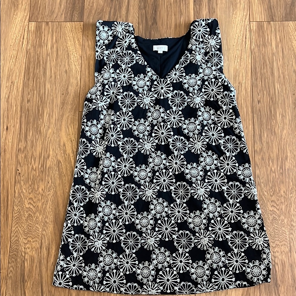LOFT Black and White Floral Dress